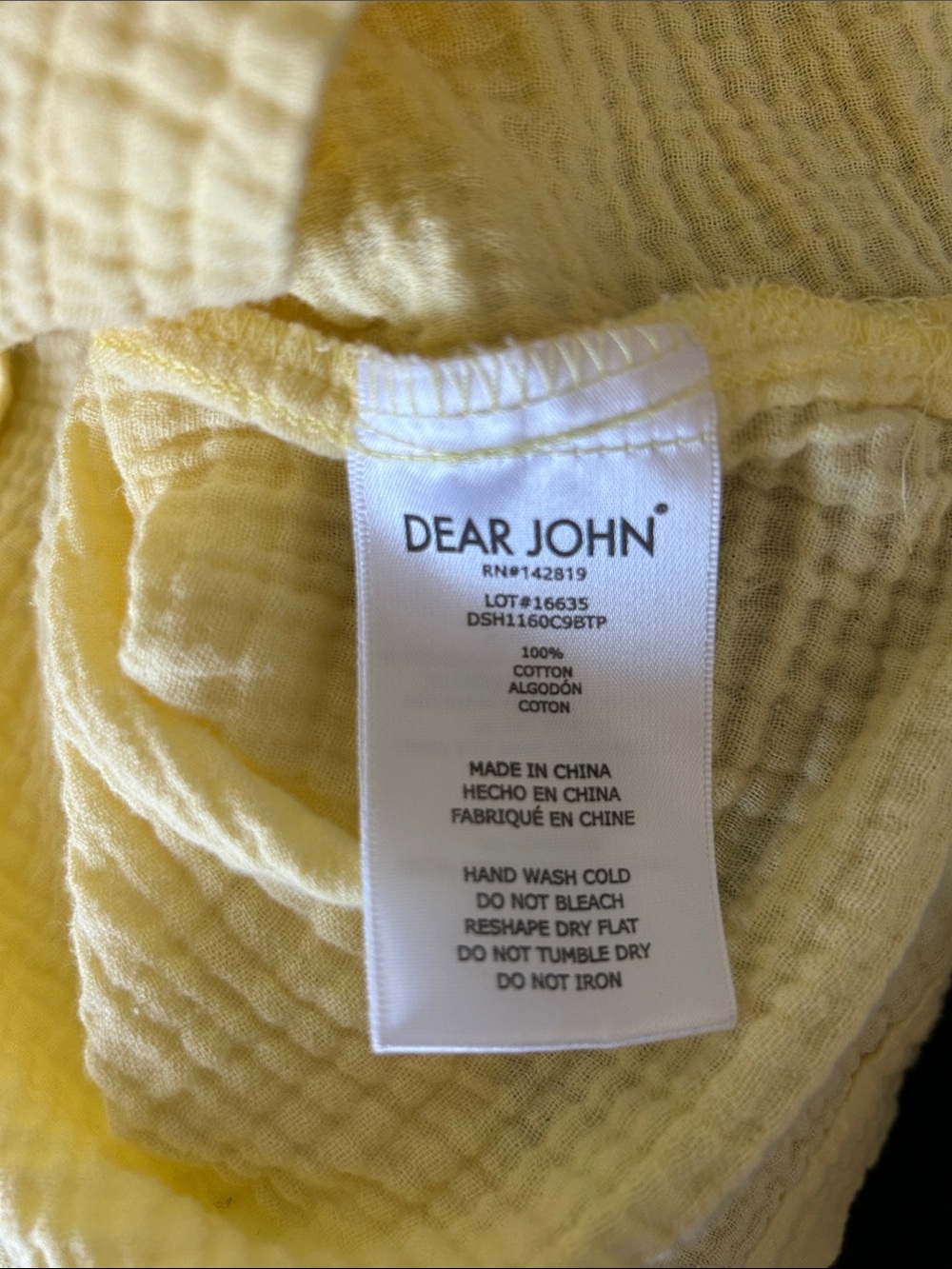 Dear John Yellow Gauze V-Neck Women’s Crop Top - Picture 4 of 4